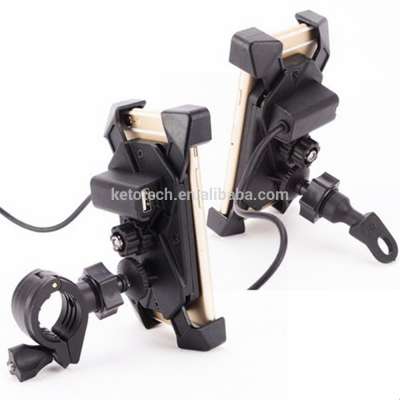 Multi-function motorcycle phone holder with 5V 2A USB charger